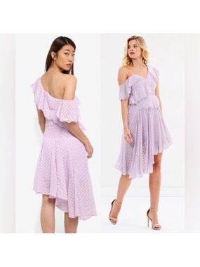 Bardot Lavender Off-Shoulder Midi Dress